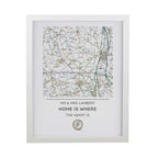Personalised Present Day Map Compass White Poster Frame | Wedding Gift