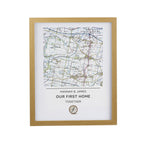 Personalised Present Day Map Compass Oak Poster Frame | Wedding Gift
