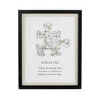 Personalised Present Day Map Puzzle Piece Black Poster Frame