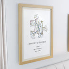 Personalised Present Day Map Puzzle Piece Oak Poster Frame