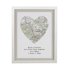 Personalised Present Day Map Heart White Poster Frame | Mother's Day Gift