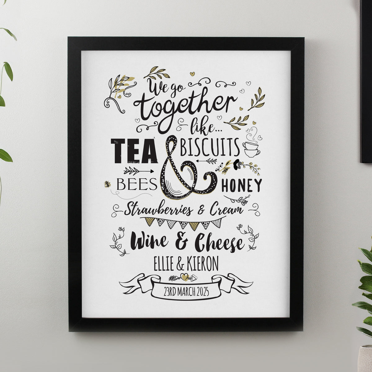 Personalised We go Together Black Poster Frame | Poster Frames | Inspired Creative Gifts