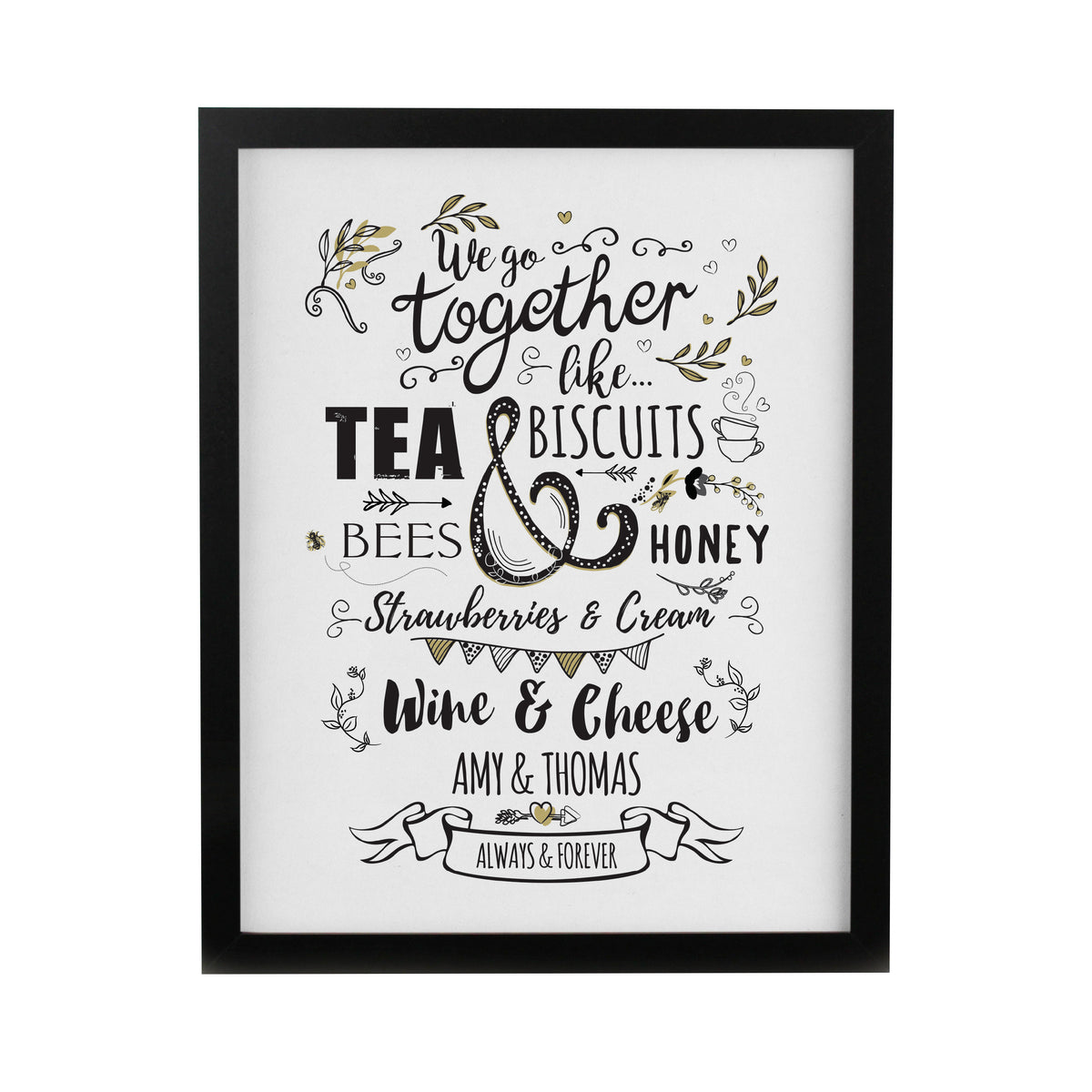 Personalised We go Together Black Poster Frame | Poster Frames | Inspired Creative Gifts