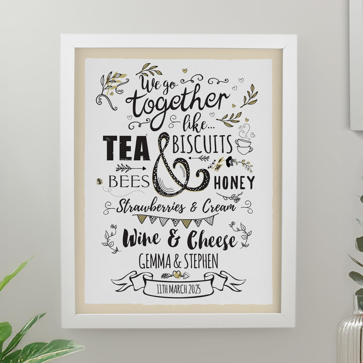 Personalised We go Together White Poster Frame | Wedding Gift