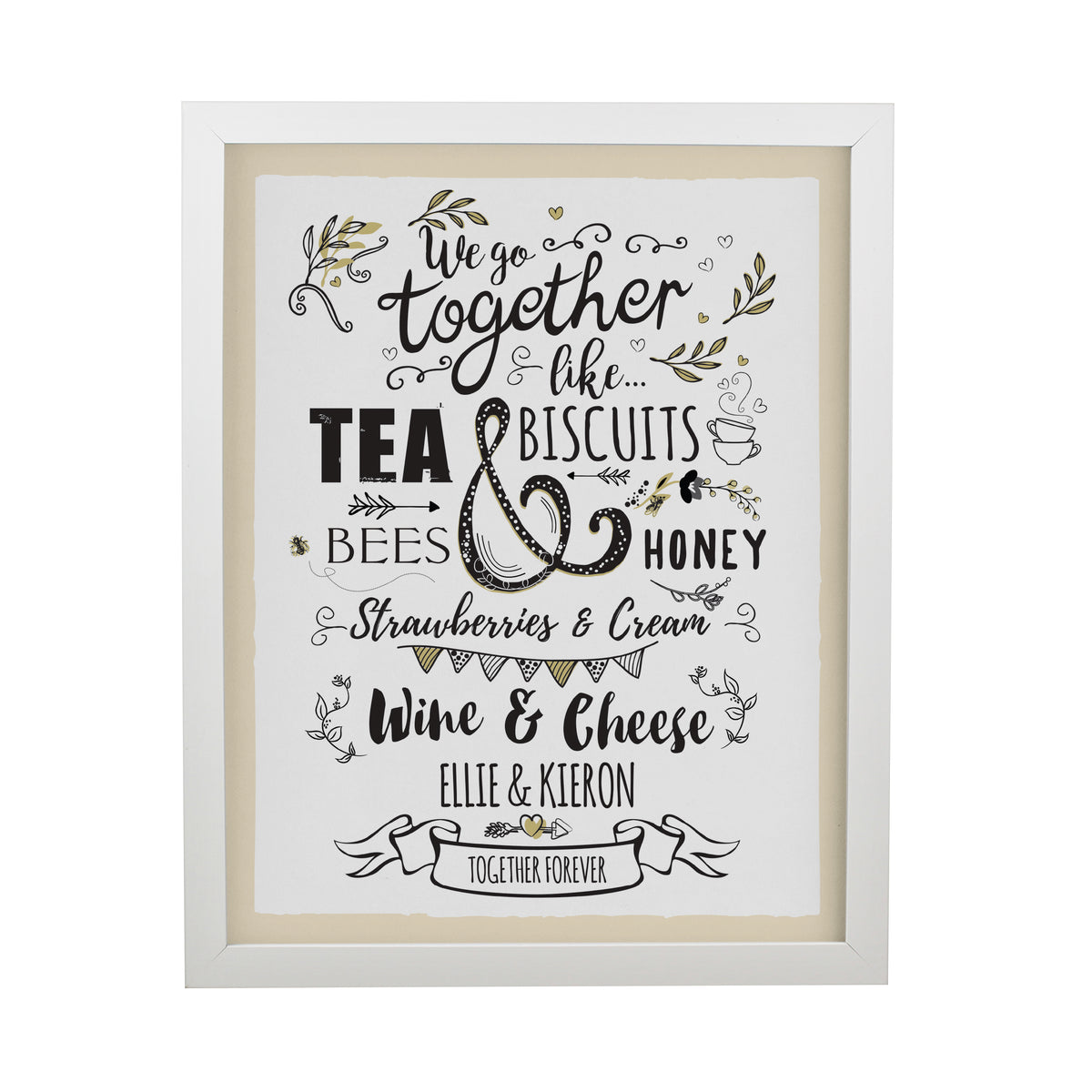 Personalised We go Together White Poster Frame | Wedding Gift