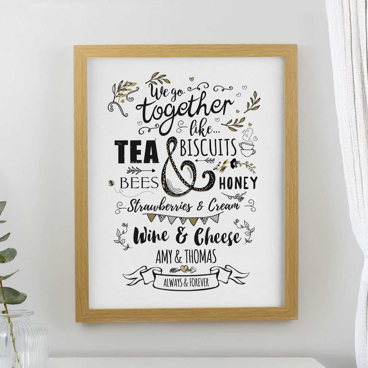 Personalised We go Together Oak Poster Frame | Wedding Gift