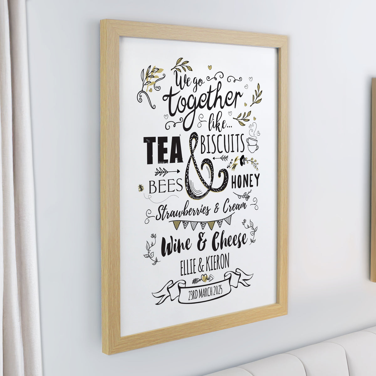 Personalised We go Together Oak Poster Frame | Wedding Gift