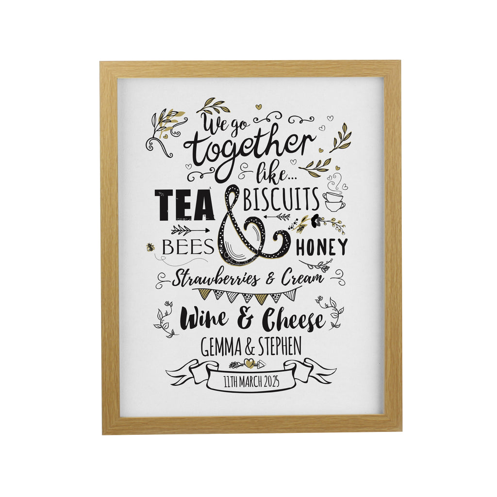 Personalised We go Together Oak Poster Frame | Wedding Gift