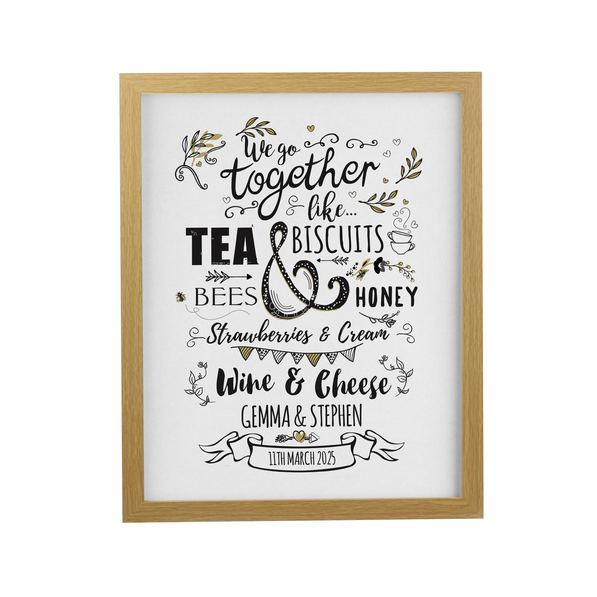 Personalised We go Together Oak Poster Frame | Wedding Gift
