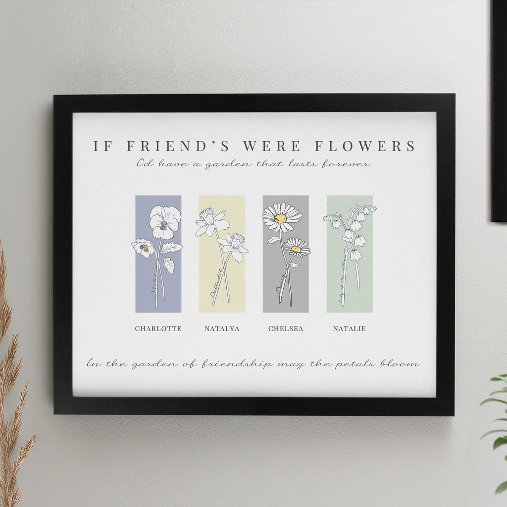 Personalised Birth Flower Family of 4 Black Framed Print | Poster Frames | Mother's Day Gift
