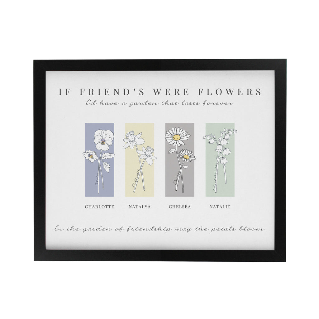 Personalised Birth Flower Family of 4 Black Framed Print | Poster Frames | Mother's Day Gift