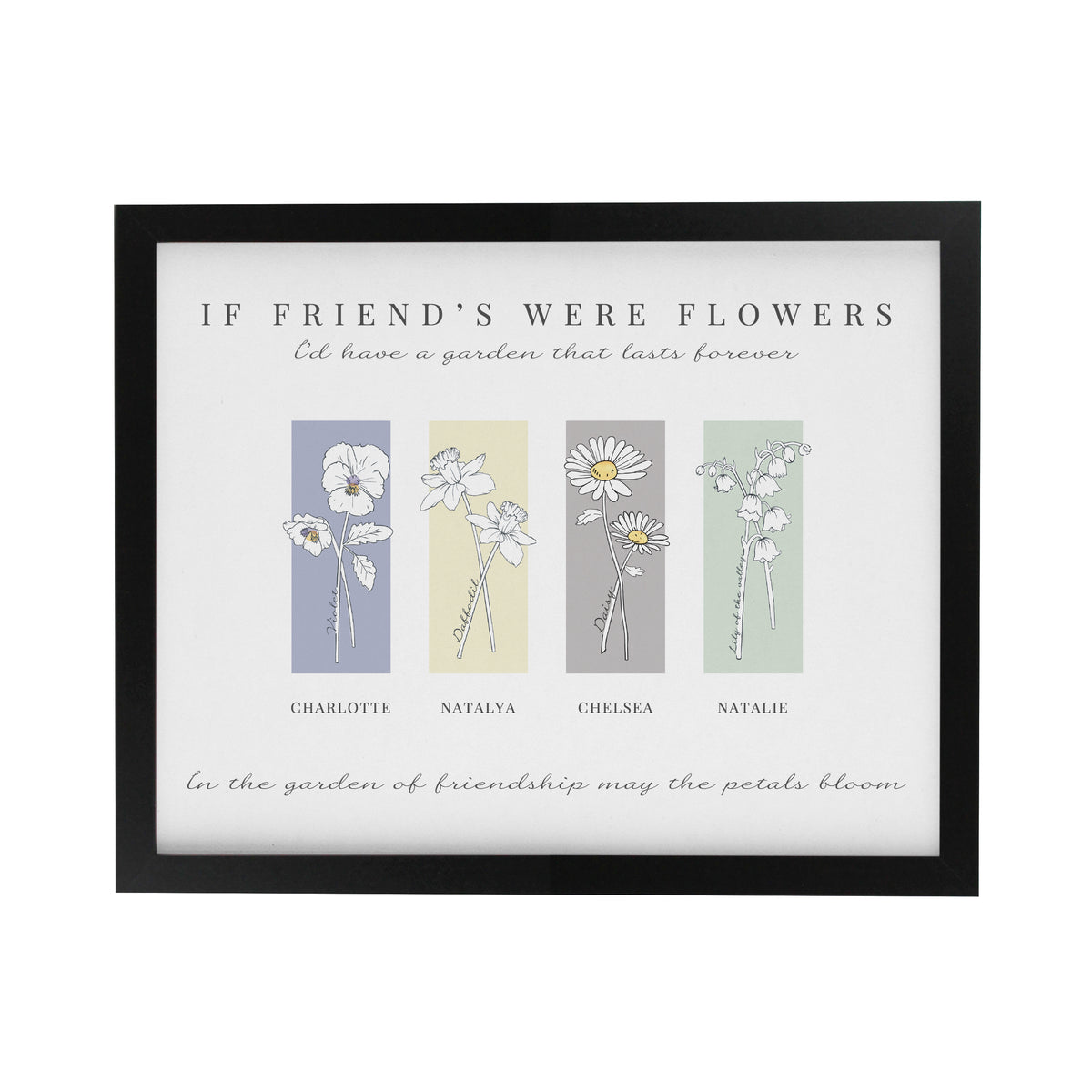 Personalised Birth Flower Family of 4 Black Framed Print | Poster Frames | Mother's Day Gift