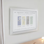 Personalised Birth Flower Family of 4 White Framed Print