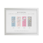 Personalised Birth Flower Family of 4 White Framed Print