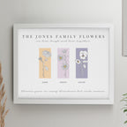 Personalised Birth Flower Family of 3 White Framed Print