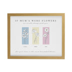 Personalised Birth Flower Family of 3 Oak Framed Print for Mother's Day