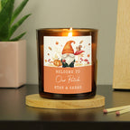 Personalised Autumn Gonk Amber Glass Candle | Candles & Reed Diffusers