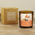Personalised Autumn Gonk Amber Glass Candle | Candles & Reed Diffusers
