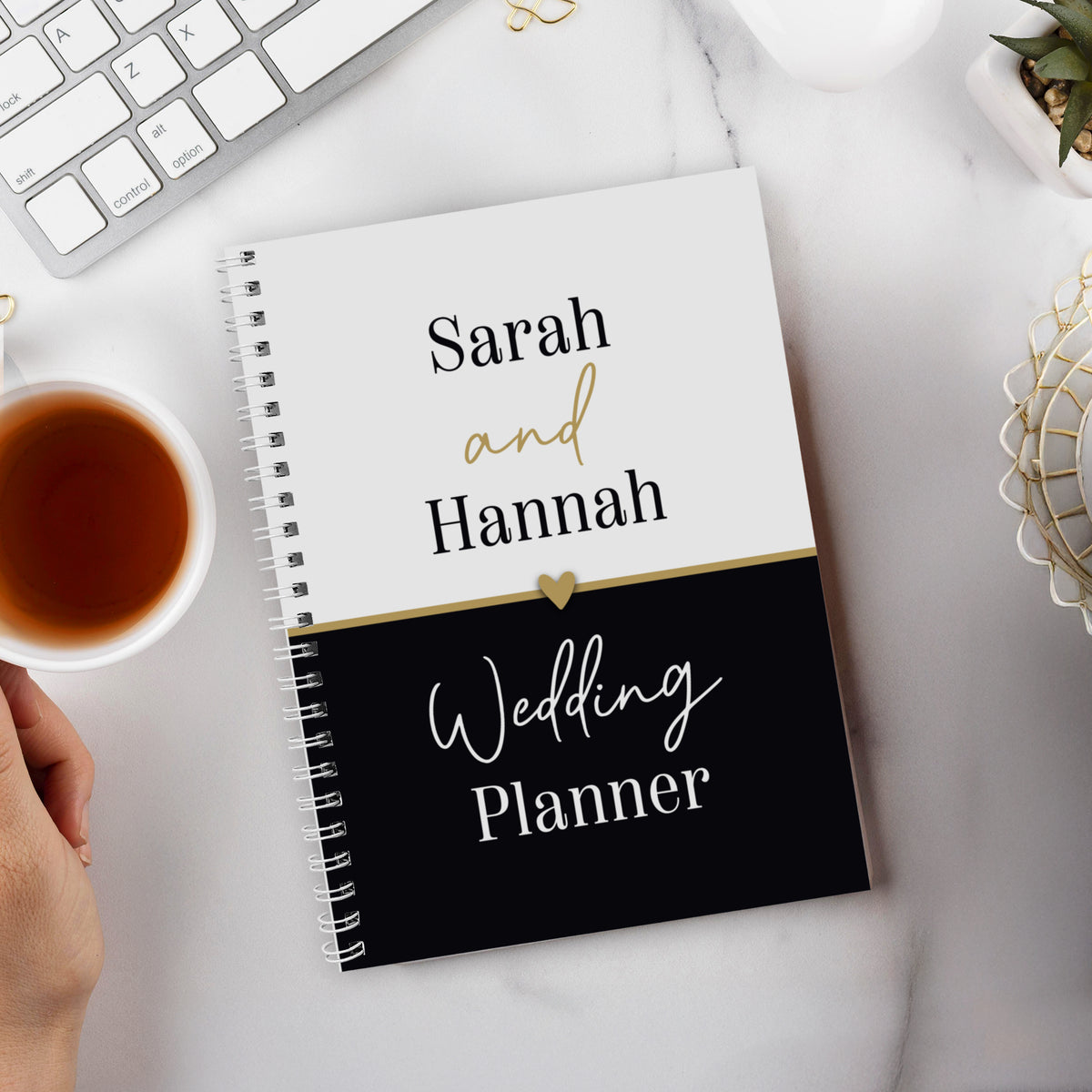 Personalised Black & Gold Inclusive A5 Wedding Planner | Wedding Gift