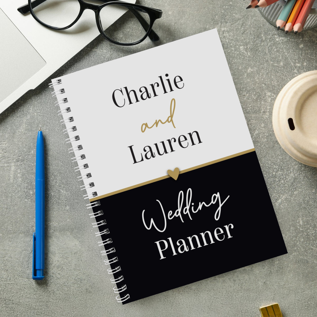 Personalised Black & Gold Inclusive A5 Wedding Planner | Wedding Gift