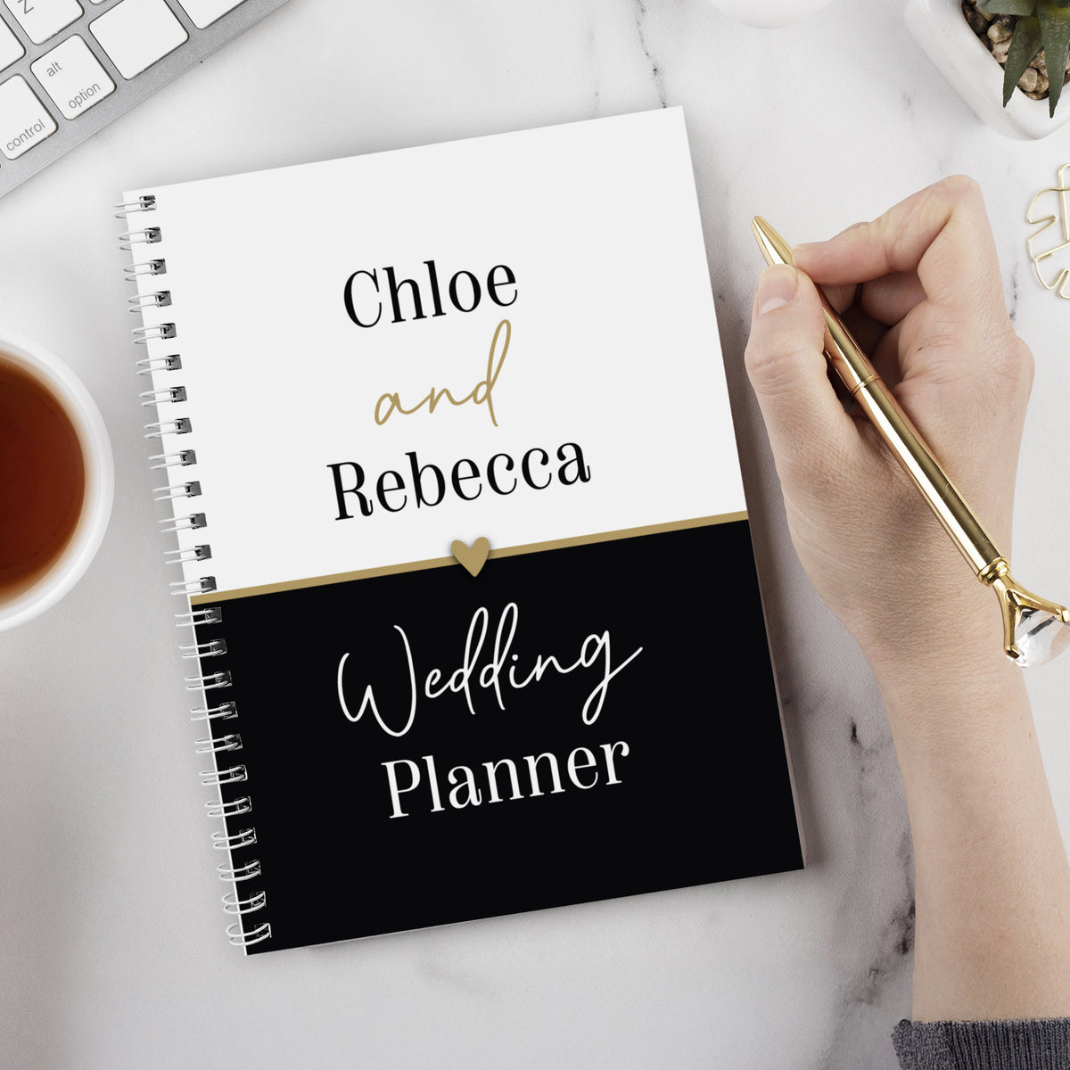 Personalised Black & Gold Inclusive A5 Wedding Planner | Wedding Gift