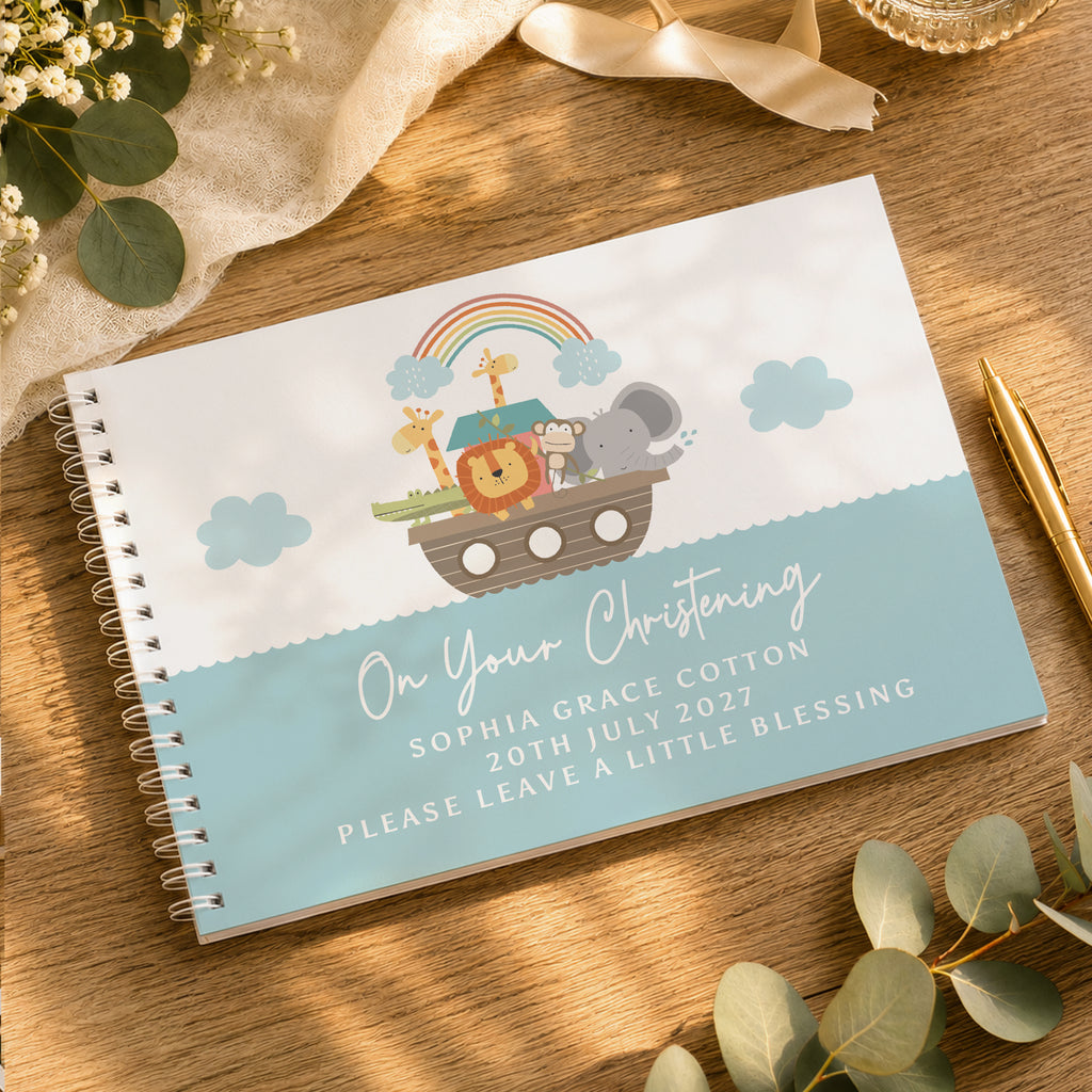 Personalised Noahs Ark Guest Book for New Baby