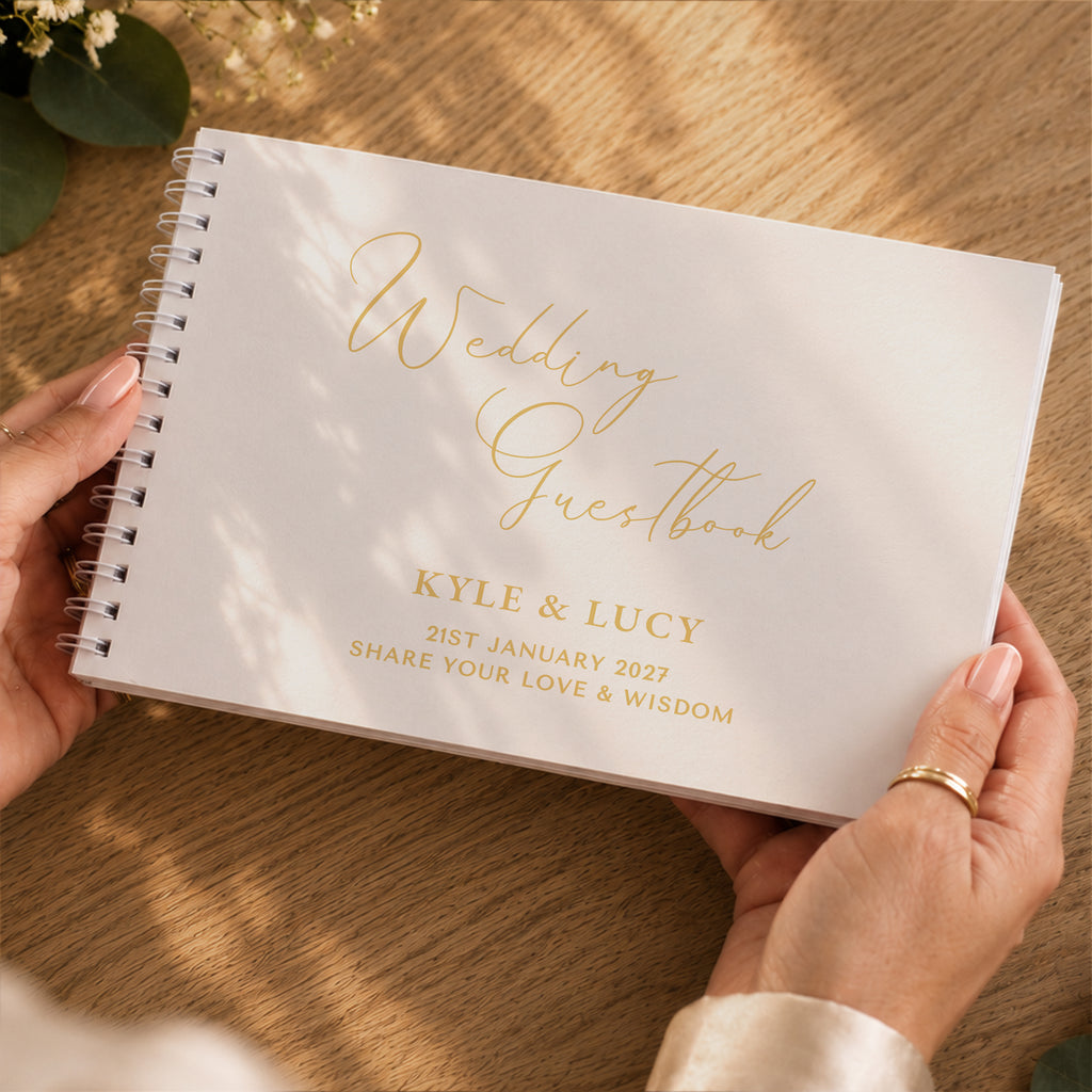 Personalised Off White Wedding Guest Book | Wedding Gift