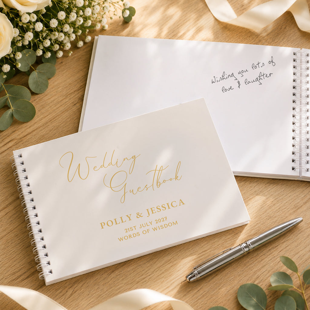Personalised Off White Wedding Guest Book | Wedding Gift