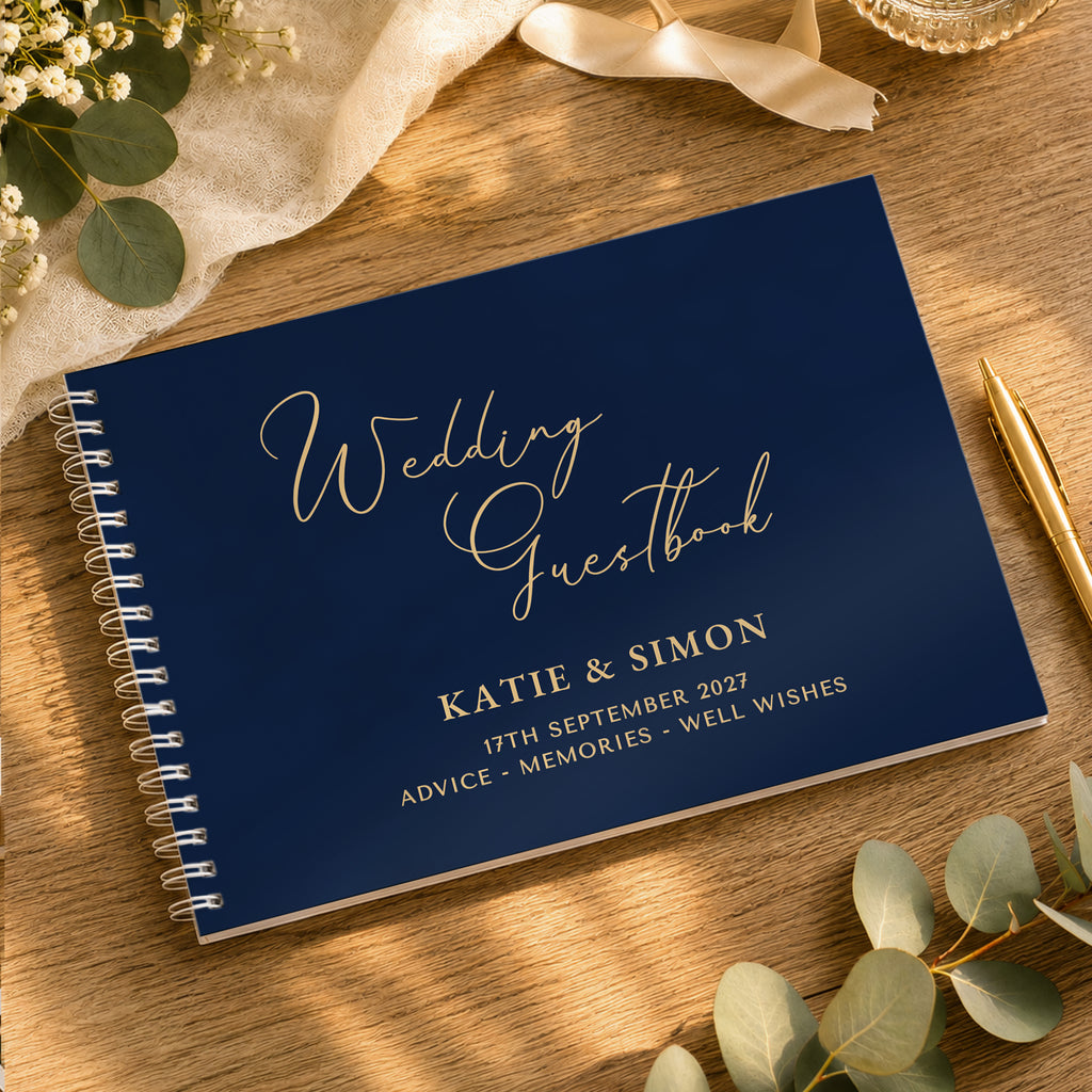 Personalised Navy Wedding Guest Book | Wedding Gift