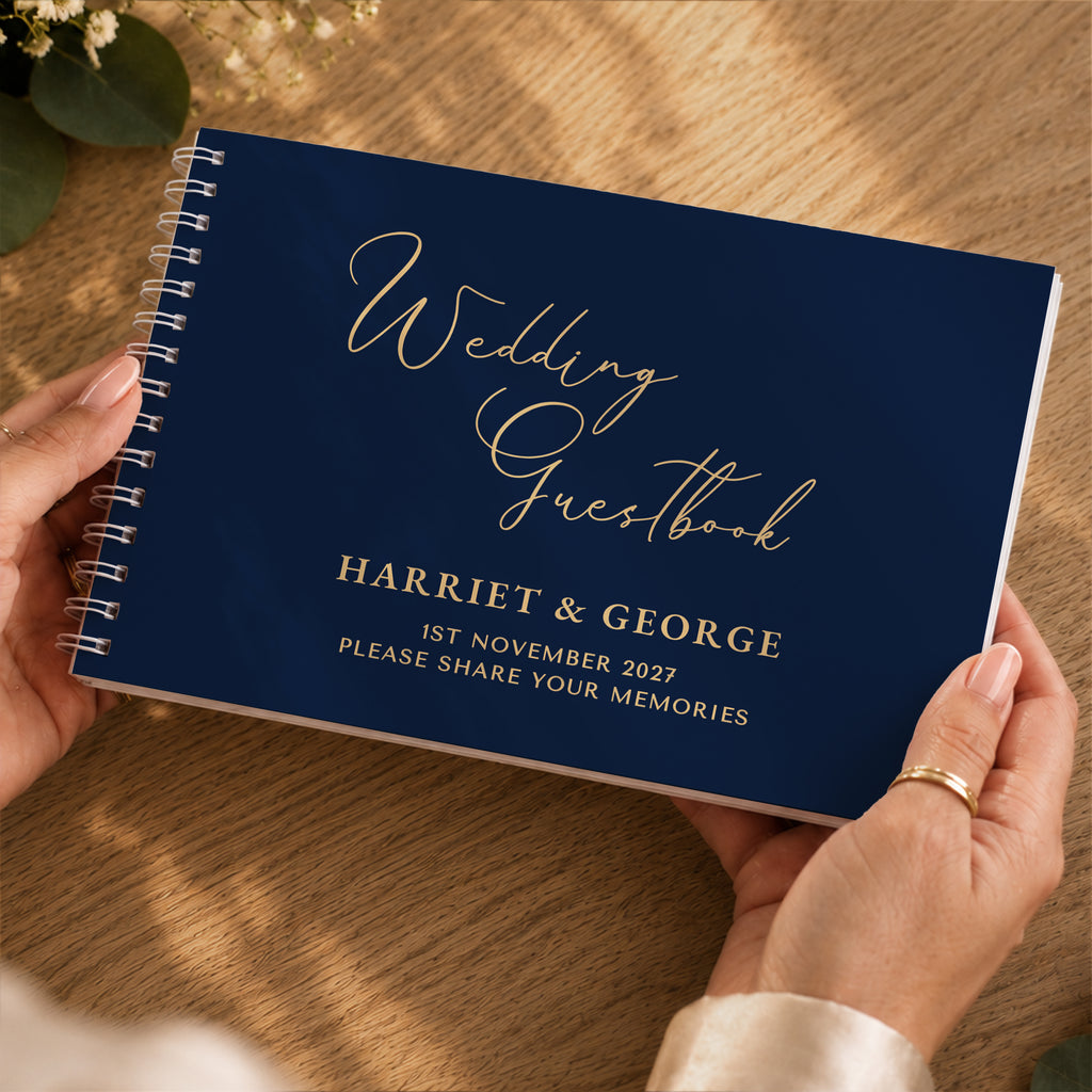 Personalised Navy Wedding Guest Book | Wedding Gift