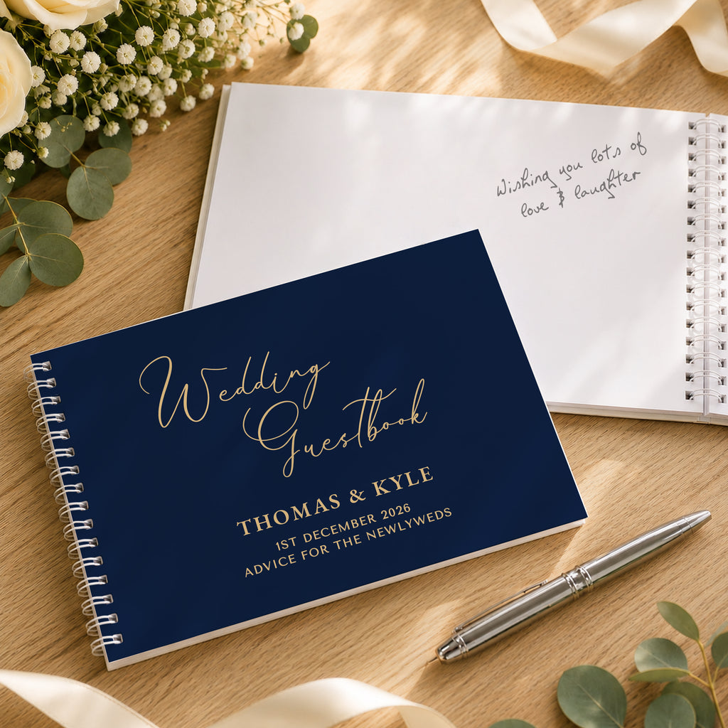 Personalised Navy Wedding Guest Book | Wedding Gift