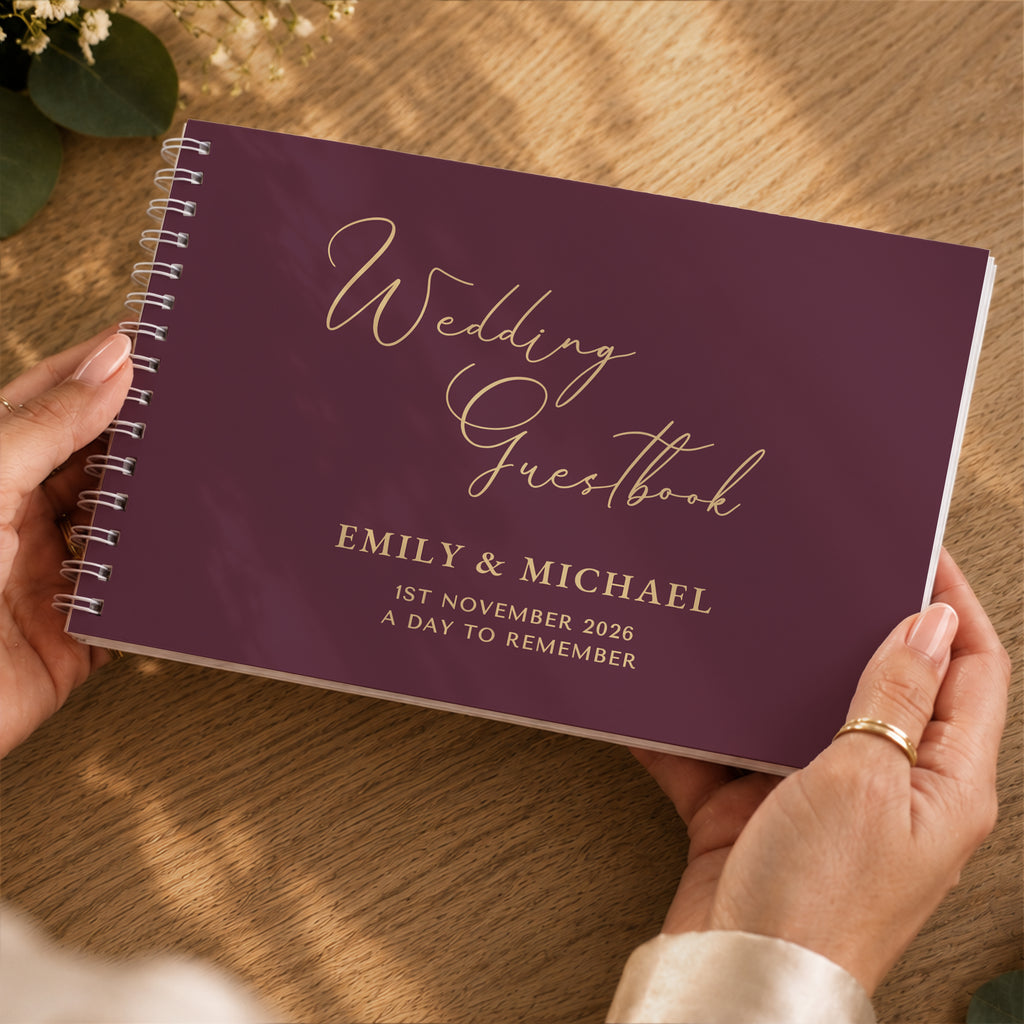 Personalised Plum Wedding Guest Book | Stationery & Pens | Wedding Gift