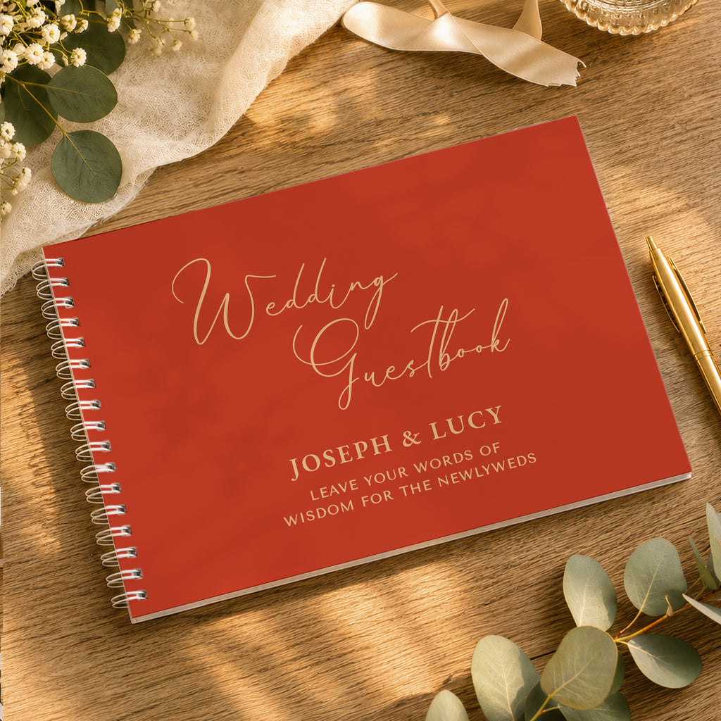 Personalised Burnt Orange Wedding Guest Book | Stationery & Pens | Inspired Creative Gifts