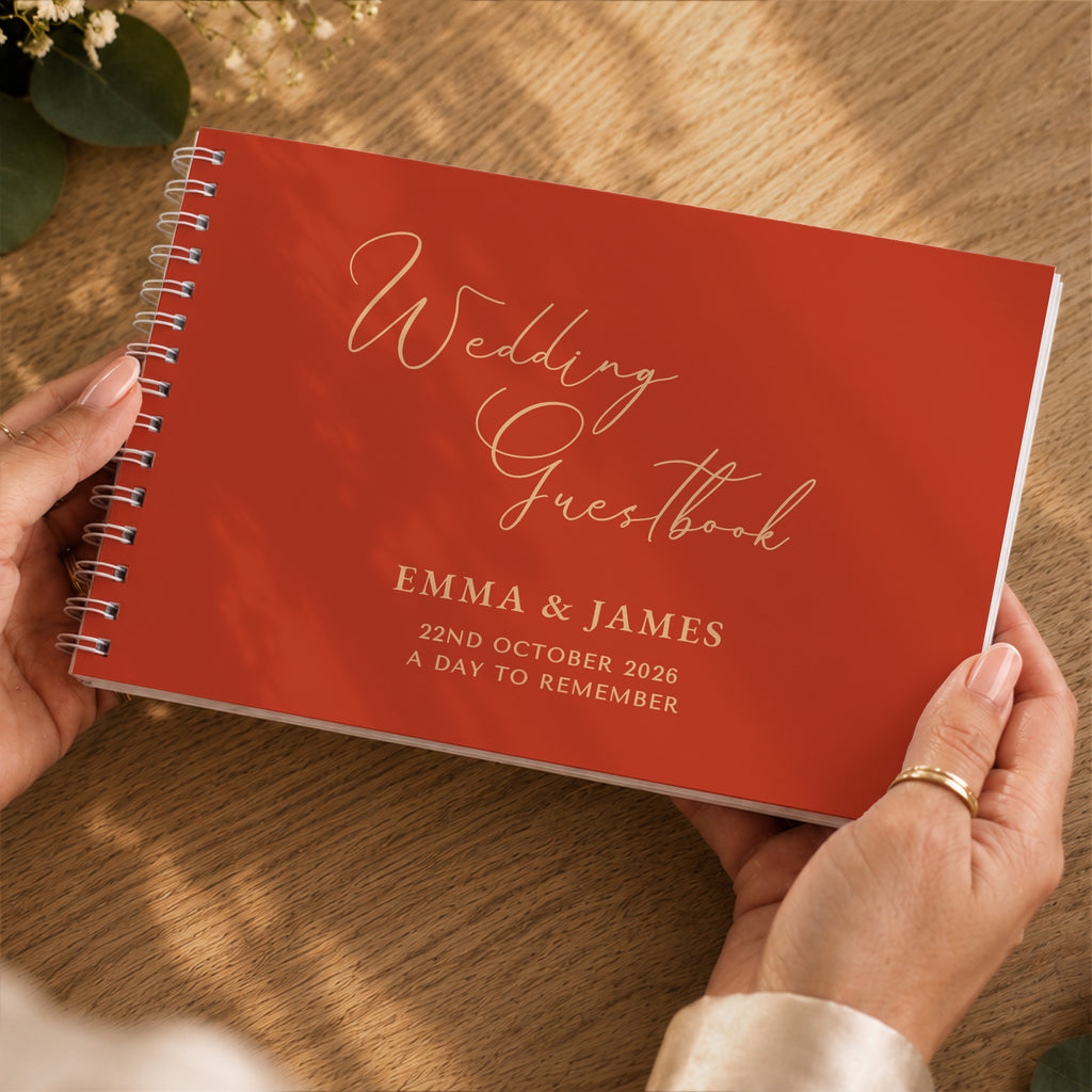 Personalised Burnt Orange Wedding Guest Book | Stationery & Pens | Inspired Creative Gifts