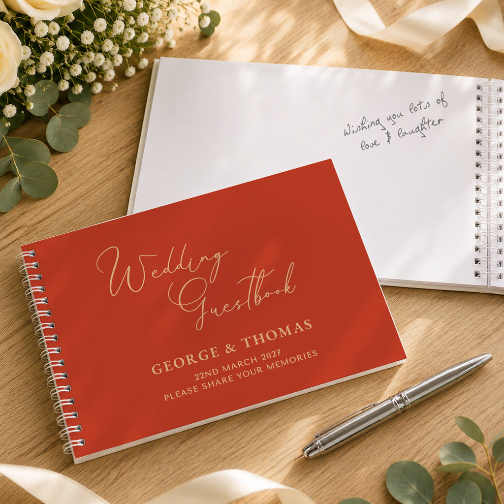 Personalised Burnt Orange Wedding Guest Book | Stationery & Pens | Inspired Creative Gifts
