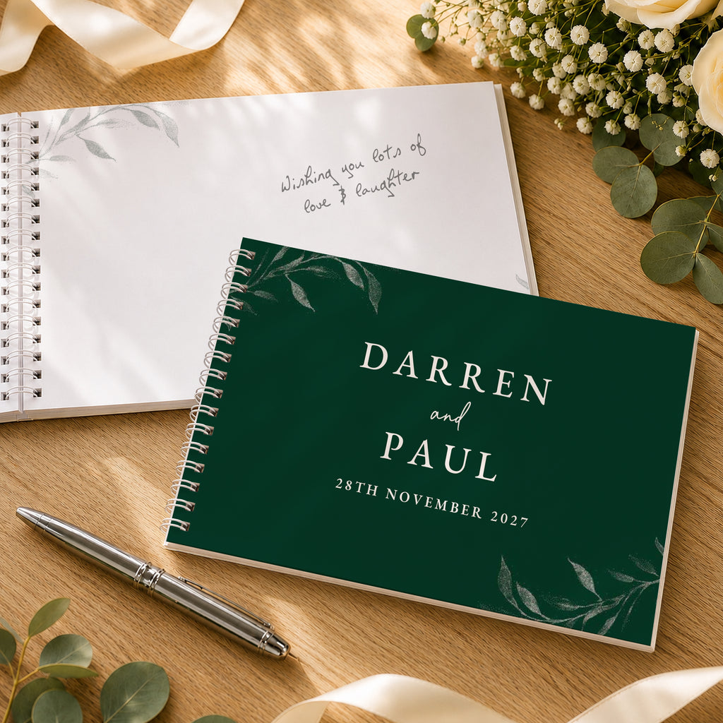 Personalised Botanical Evergreen Wedding Guest Book | Stationery & Pens | Inspired Creative Gifts