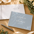 Personalised Botanical Baby Blue Wedding Guest Book | Stationery & Pens | Inspired Creative Gifts