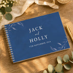 Personalised Botanical Cobalt Blue Wedding Guest Book | Stationery & Pens