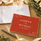 Personalised Botanical Burnt Orange Wedding Guest Book | Stationery & Pens