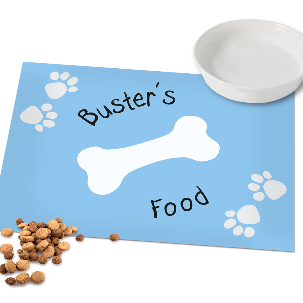 Personalised Blue Paw Print Dog Pet Bowl Mat | Pet Gifts | Inspired Creative Gifts