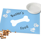 Personalised Blue Paw Print Dog Pet Bowl Mat | Pet Gifts | Inspired Creative Gifts