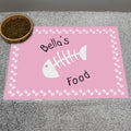 Personalised Pink Fish Bone Cat Pet Bowl Mat | Pet Gifts | Inspired Creative Gifts