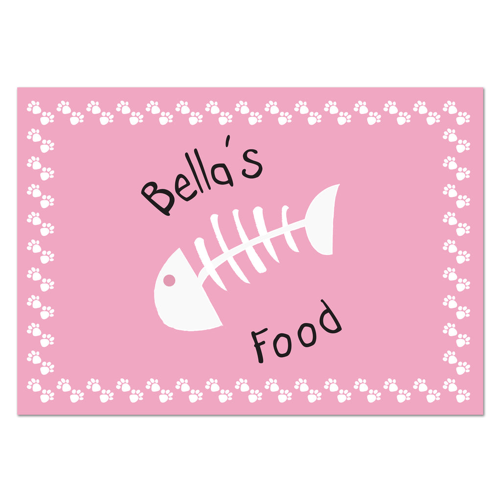 Personalised Pink Fish Bone Cat Pet Bowl Mat | Pet Gifts | Inspired Creative Gifts