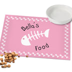 Personalised Pink Fish Bone Cat Pet Bowl Mat | Pet Gifts | Inspired Creative Gifts