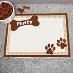 Personalised Brown Dotty Dog Pet Bowl Mat