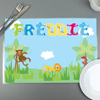 Personalised Blue Animal Alphabet Placemat | Birthday Gift