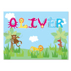 Personalised Blue Animal Alphabet Placemat | Birthday Gift