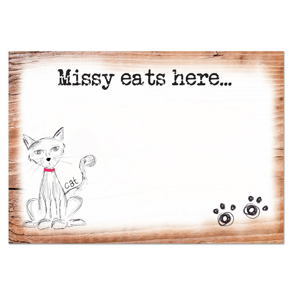 Personalised Scribble Cat Pet Bowl Mat | Pet Gifts