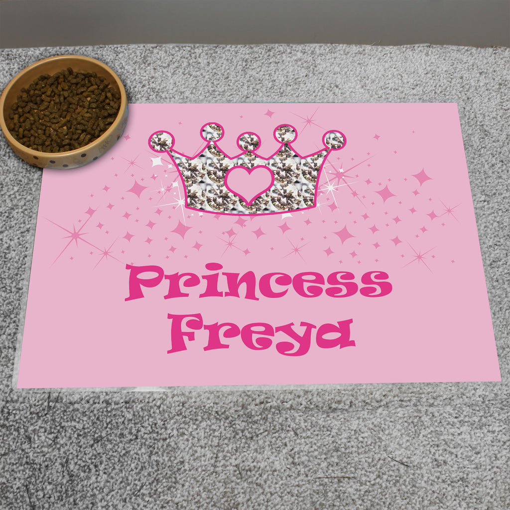 Personalised Pink Princess Pet Bowl Mat | Pet Gifts | Inspired Creative Gifts