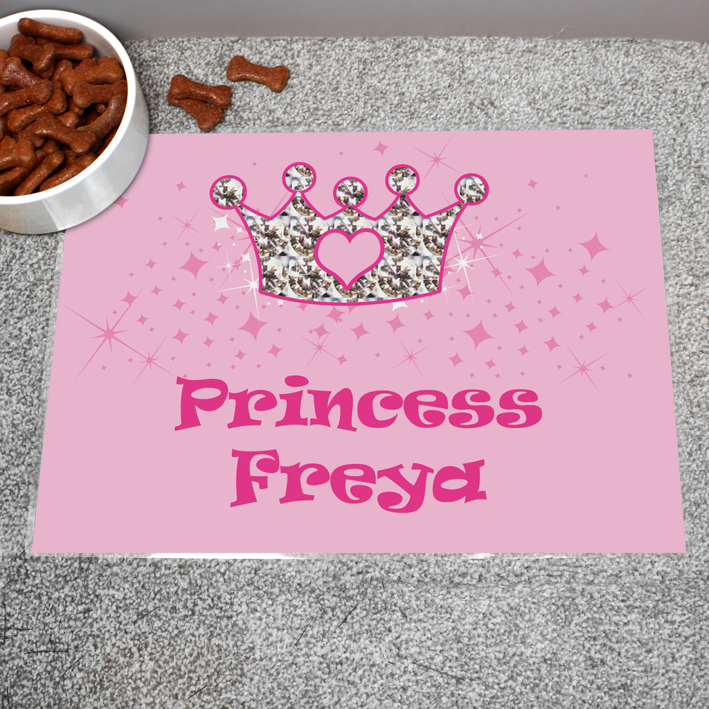 Personalised Pink Princess Pet Bowl Mat | Pet Gifts | Inspired Creative Gifts